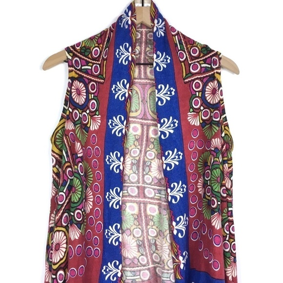 SOHO CHICK Knit Wrap Open Cardigan Fringe Floral Boho Southwestern Size Medium - Picture 2 of 10